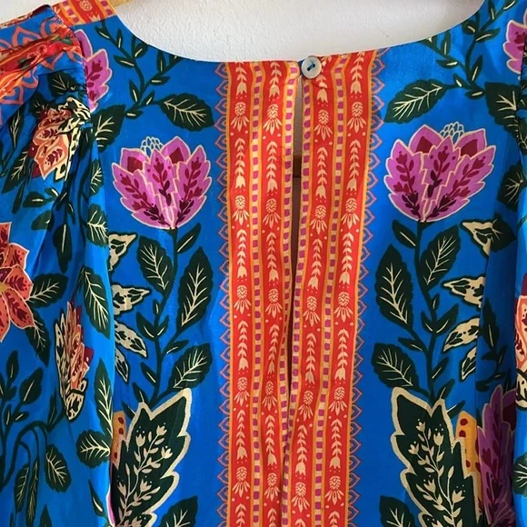 Farm Rio Blue Pineapple Garden Kaftan Maxi Dress Size XXS NWT - Picture 10 of 15